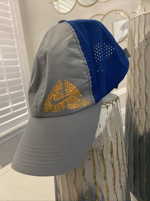 Nike ACG 6 Panel Grey And Blue Mesh Strap Back Hat Compare To Tailwind Dri Fit