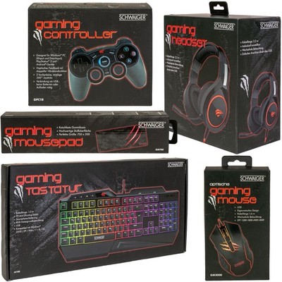 Gaming PC XXL Set USB Headset + Tastatur + Maus + Mauspad + Gamepad Controller