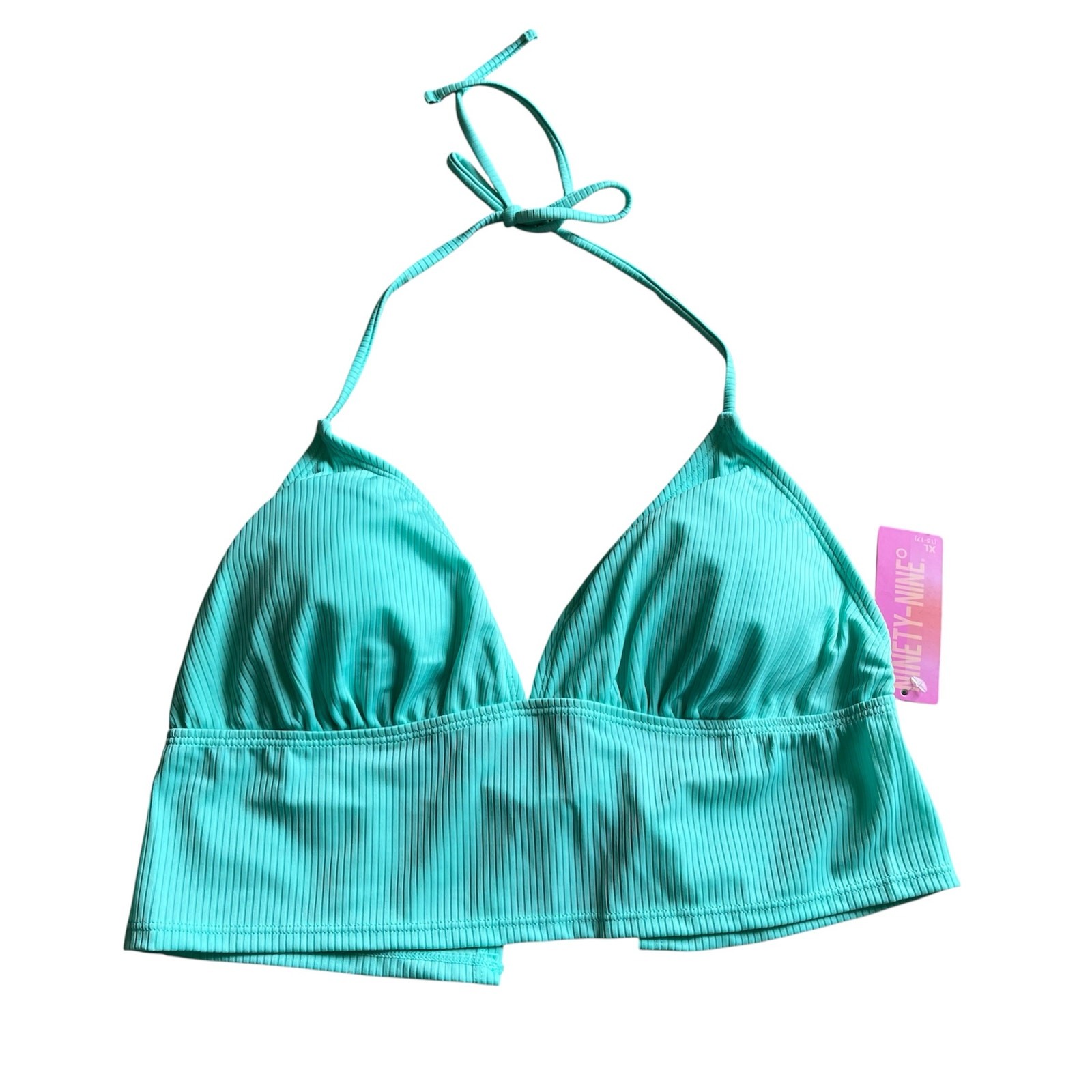 NWT! Juniors' Ninety-Nine° Mint Apron Crop Tankini Swim Top Size X-Large