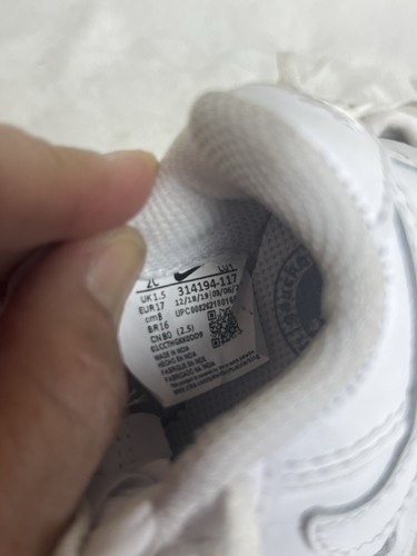Nike Air Force 1 Sneakers White Leather Kids-Baby 314194-117 Size 2 C - Picture 11 of 12