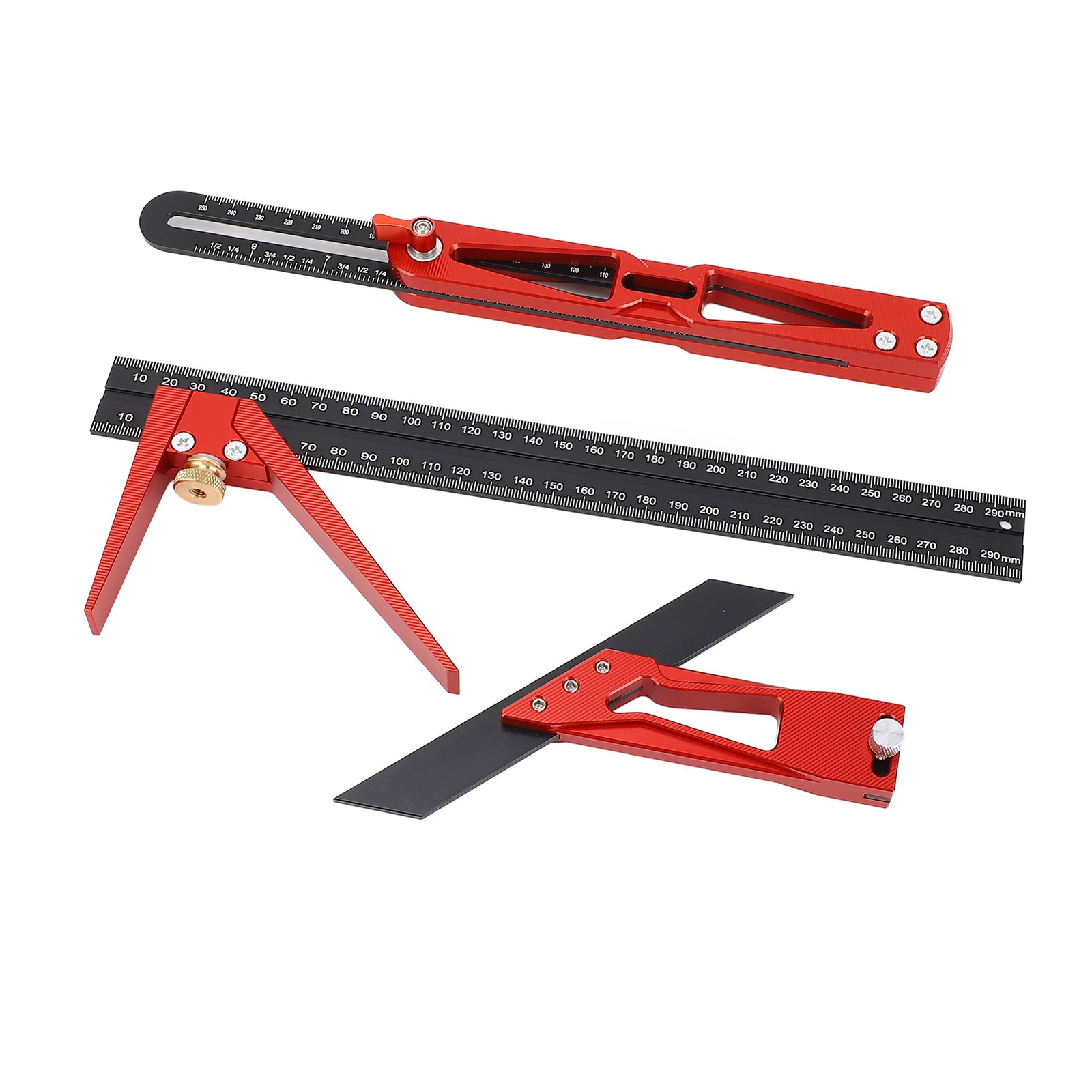 3PCS Set Multifunctional Combination Angle Ruler 45° 90° Aluminium Alloy Mul KRI