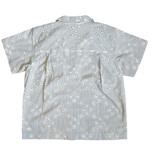 Madewell Women's Sz S White Stripe Eyelet Lace Shirt Button Front Piedmont Camp - Imagen 8 de 12