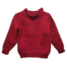 Vintage 80s Handcrafted Burgundy Knit Sweater Child Size 4-6 YK