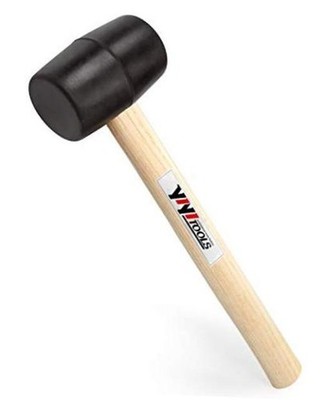 YY-2-005 Rubber Mallet Hammer With Wood Handle 8-oz, black 8 oz