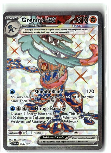 2024 Greninja ex 198/167 Holo Ultra Rare Twilight Masquerade Pokemon NM Fr/LP Bk
