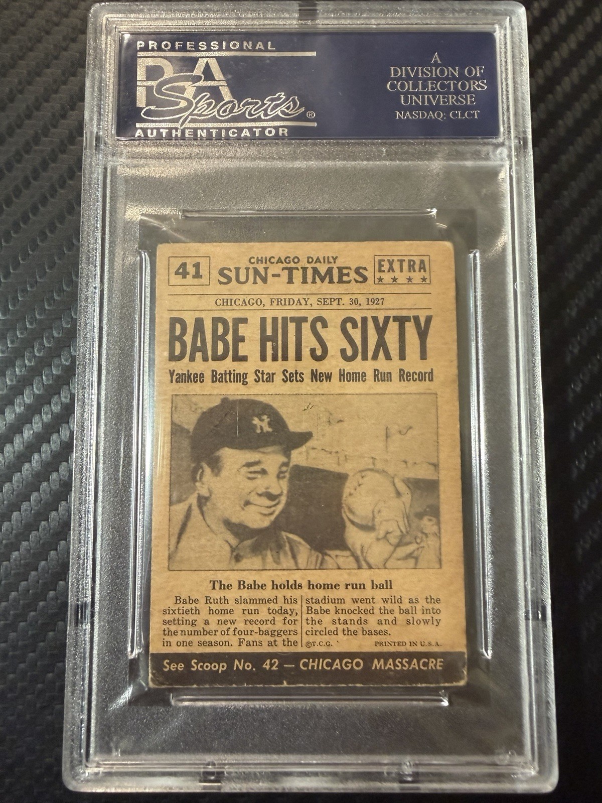 1954 Topps Scoop Babe Ruth Sets Record #41 PSA 3 Yankees view 2