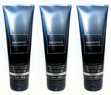 3 New Bath  Body Works GRAPHITE For Men Body Cream 24HR Moisture 8oz