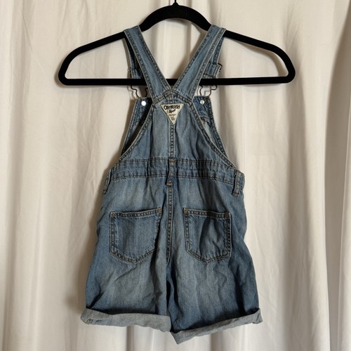 oshkosh b'gosh Girls Denim Blue Jean Bib Overalls Shorts Size 4/4a Vestbak - Picture 4 of 7