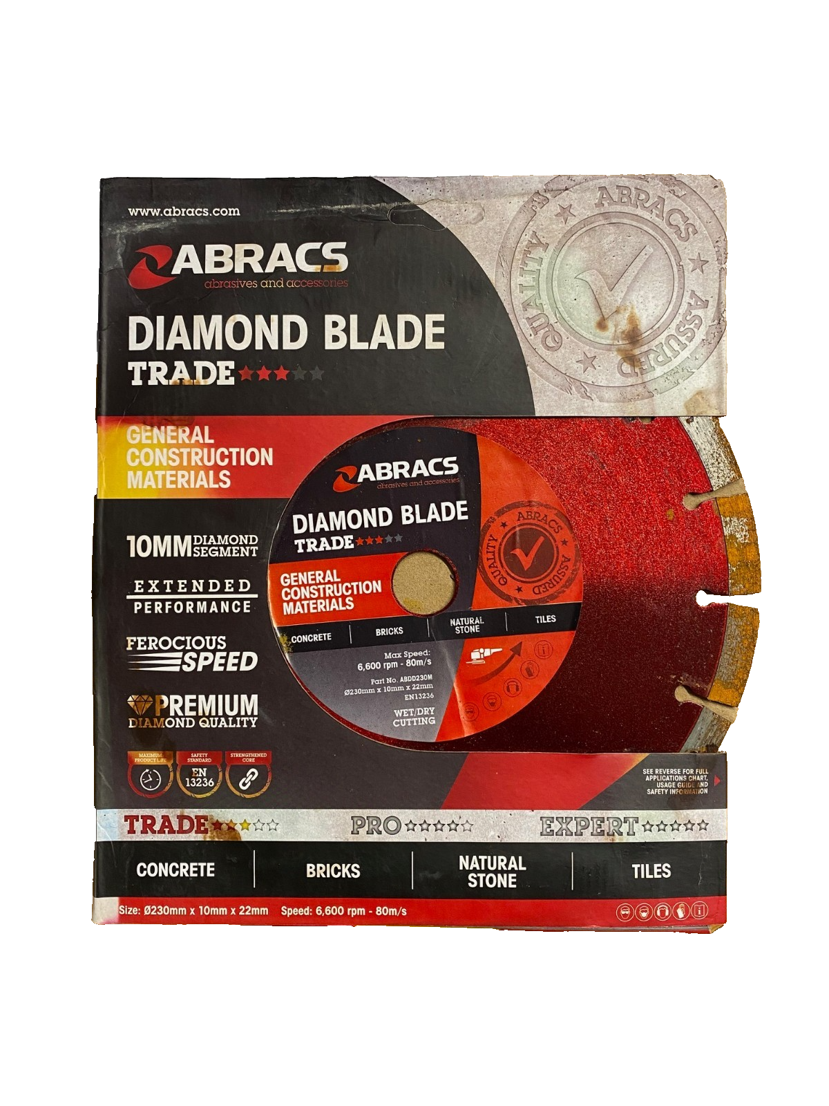 ABRACS ABDD230M 230mm x 22mm Concrete Bricks Stone Diamond Disc OLD STOCK