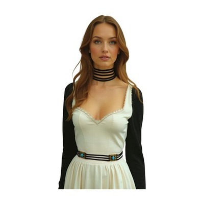 Damen Schwarz Kunstwildleder Krawatte Wrap Mode Gürtel Gold Charm Blau Größe M L