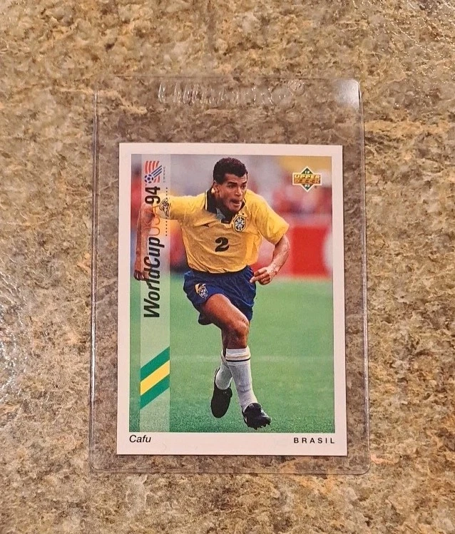 (3) Tarjeta de novato Cafu 1993 cubierta superior RC 1994 Copa Mundial España/Italia vista previa Brasil Foto 4 de 4