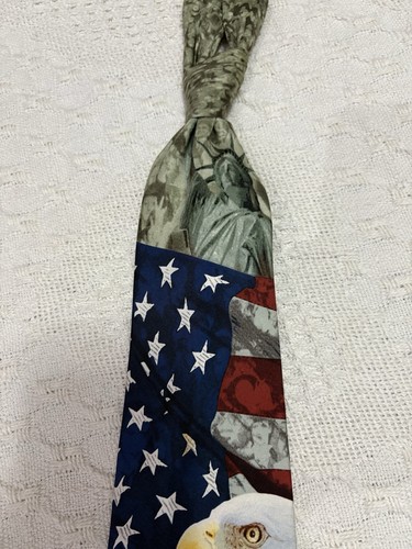 Eagles Wings Tie Statue of Liberty USA Flag Patriotic America - Picture 3 of 7