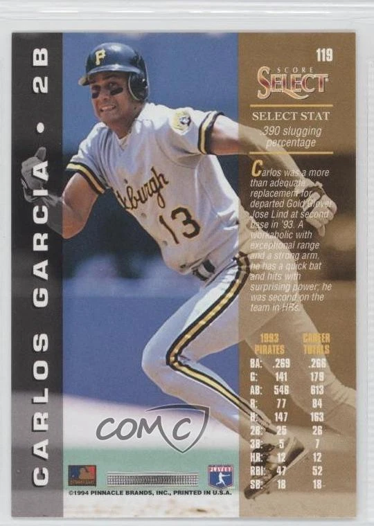 1994 Score Select Carlos Garcia #119 - Image 2 of 2