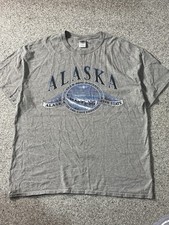 Vintage Alaska Grey Graphic Tee Shirt Size XL Made In USA 90s Nature Graphic Tee