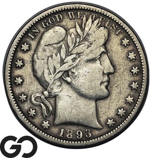 1893 O Barber Half Dollar New Orleans Mint Very Fine Scarcer Date!