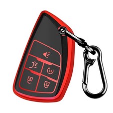 for Chevy Key Fob Cover,Soft Key Shell Case with Keychain for A:Red 5 Buttons