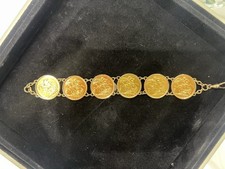Rare Antique 22ct Gold Full Sovereign Coin Bracelet 54grams Fully Hallmarked 4657.28 per troy oz