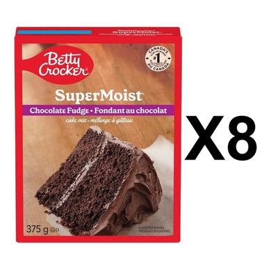 Betty Crocker Super Moist Chocolate Fudge Cake Mix 375g Dessert Baking (8 Packs)