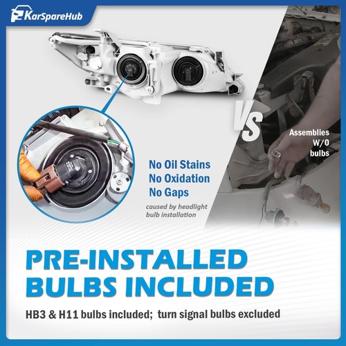 Headlights Headlamps For 2012-2014 Toyota Camry LH RH L/LE/XLE/Hybrid bulbs inc. - Foto 2 di 7