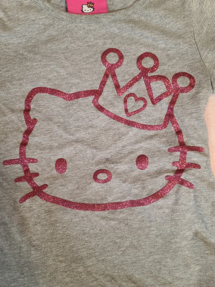 Hello Kitty Girls T-Shirt Heather Gray And Pink Size 5 Princess  - Image 3 of 4