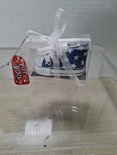Mini High Top Shoe Keychain Bag Charm Blue White Stars