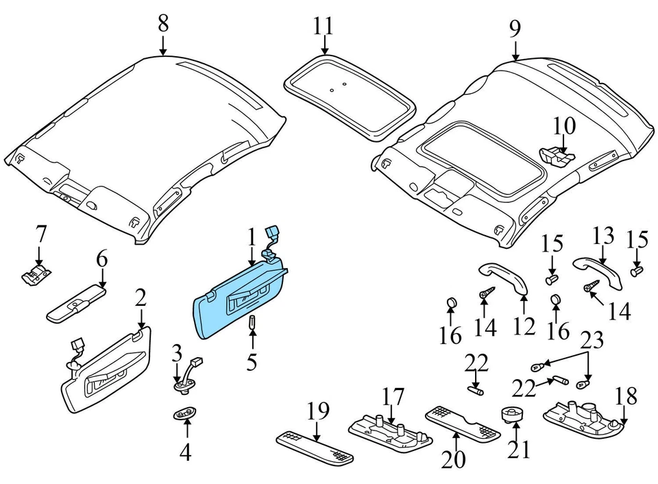 1996-1999 AUDI A4 - правый солнцезащитный козырек / зеркало 8D0857552E - Изображение 4 из 4