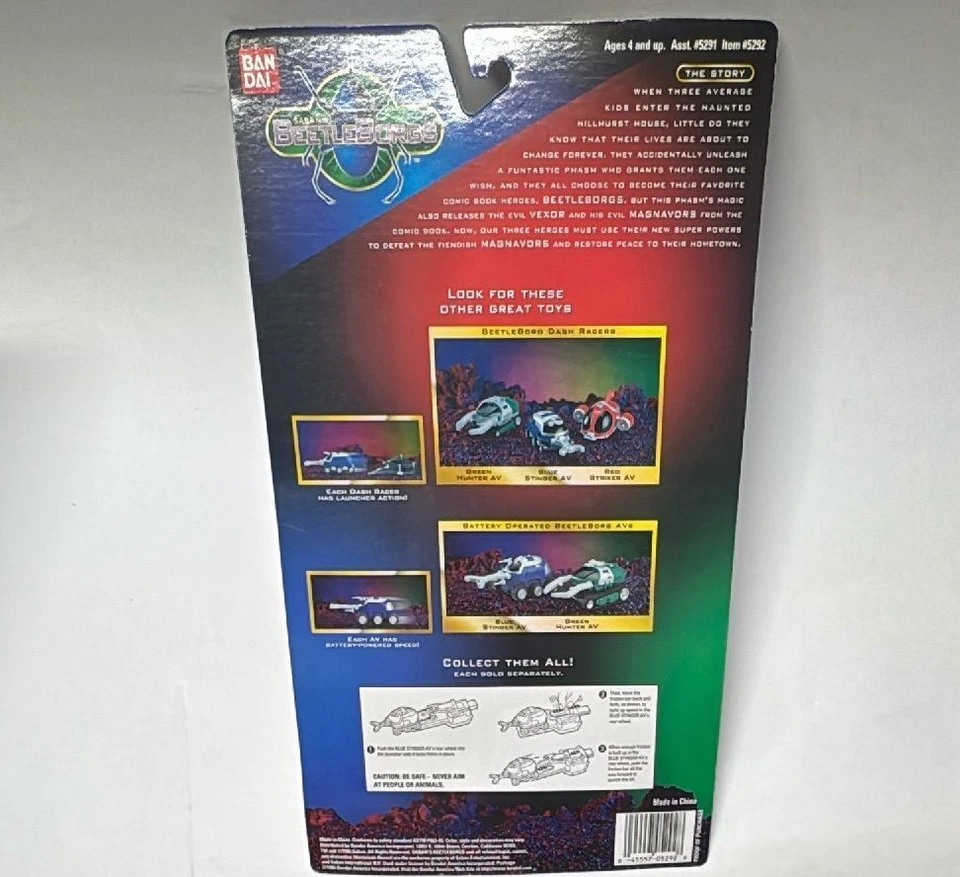 1996 Beetleborgs Dash Racer Blue Stinger AV Bandai Mint Sealed Vintage Toy - Image 4 of 4