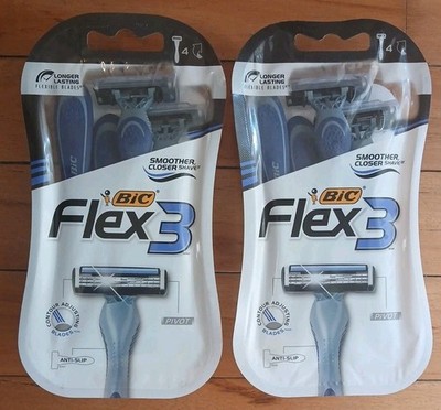 Bic Flex 3 Disposable Razor Pack Of 4 Lot of 2 ( 8 Razors Total )