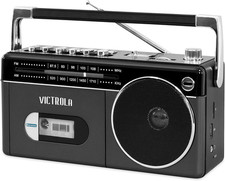 Mini Bluetooth Boombox with Cassette Player, Recorder and Am/Fm Radio, Grey