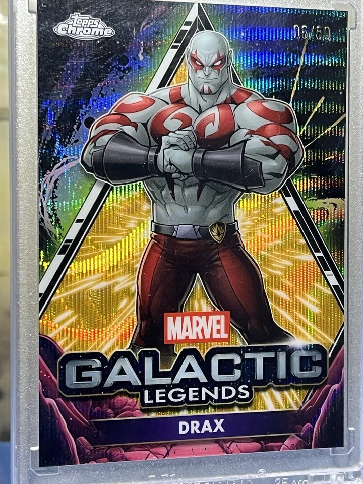 DRAX 2025 Topps Chrome Marvel Galactic Legends Gold Wave /50 SSP - Image 2 of 4