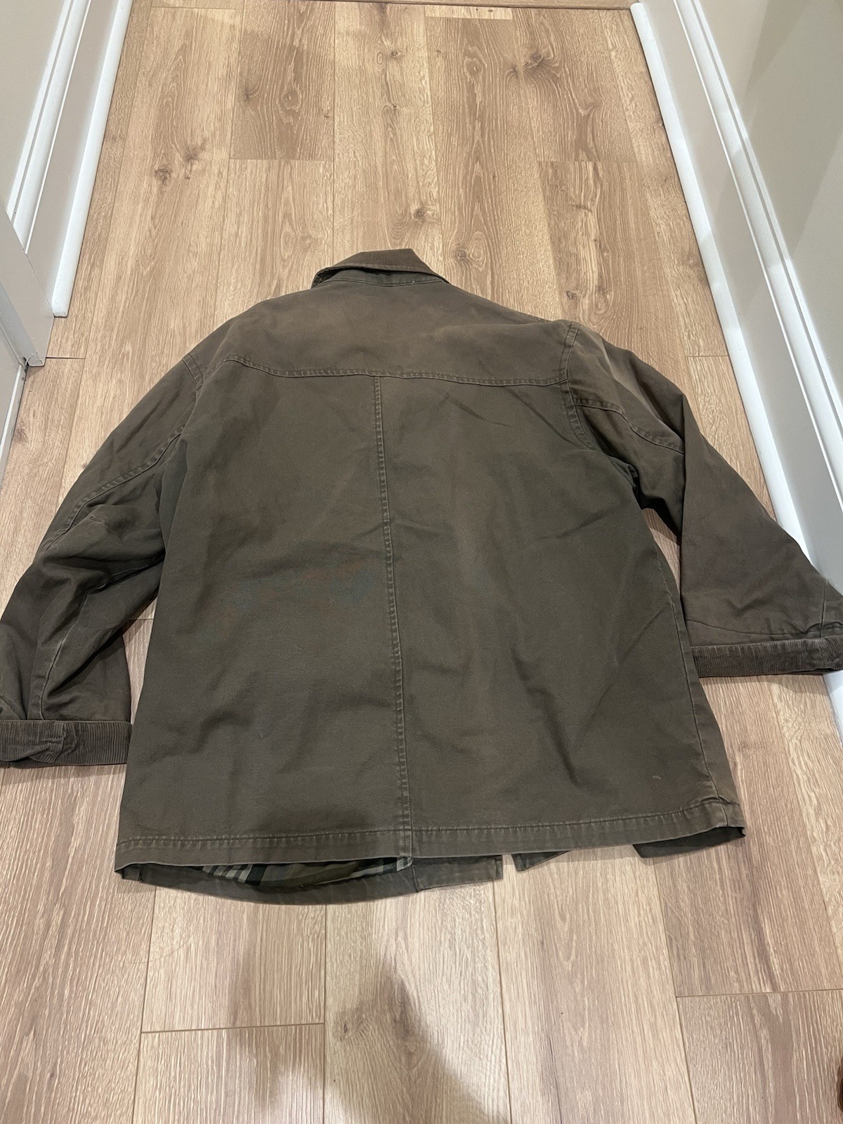 American Eagle Men’s L Canvas Barn Chore Jacket Coat Flannel Lined Distressed