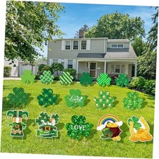 16 Pack St. Patrick's Day Yard Signs Shamrock Outdoor Decorations with Stakes