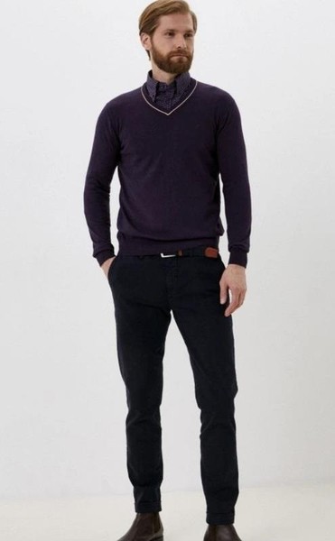 Men Harmont & Blaine Sweater Navy Wool 36 / S / 44
