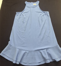 Mud Pie light blue halter neck ruffle flounce hem A-Line swing dress women's Med