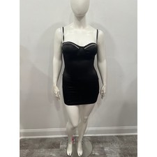 Windsor Dress Womens Large Black Excellent Satin Rhinestone Bustier Bodycon Mini