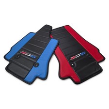 Chevrolet Chevy Corvette C7 Z06 Red & Blue Floor Mats Eco Leather
