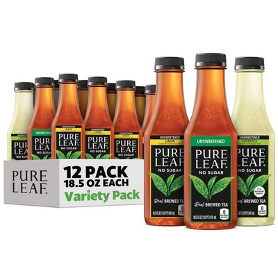Pure Leaf Iced Tea, Unsweetened 3 Flavor Variety Pack, Zero Sugar & Zero Calo...
