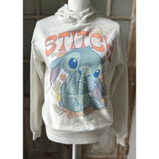Girls Disney Stitch Hoodie, White, Junior Size S