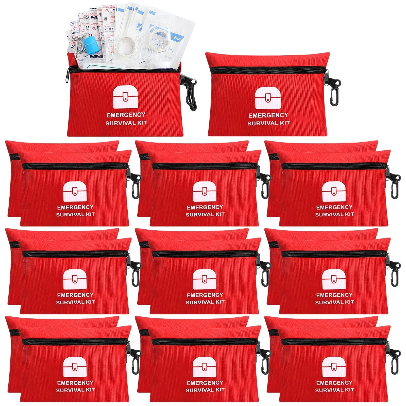 20 Mini First Aid Kits Bulk - Travel Size Emergency Supplies for Hiking, Sports,