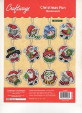 CHRISTMAS FUN ORNAMENTS 7ct plastic canvas PATTERN  TF0198 