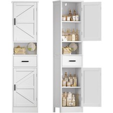 67" H Bathroom Storage Cabinet with Barn Doors Adjustable Shelves