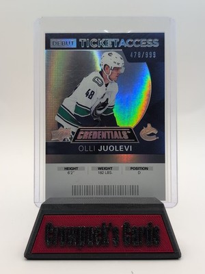 2021-22 Upper Deck Credentials - Debut Ticket Access Olli Juolevi /999 RC