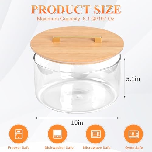 Large Salad Bowl, 10 inch Trifle Bowl Glass with Sealed Lid, Versatile Mixing - Picture 4 of 7