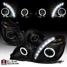 Fit 1998-2005 Lexus GS300 GS400 GS430 LED Halo Projector Headlights Black Smoke
