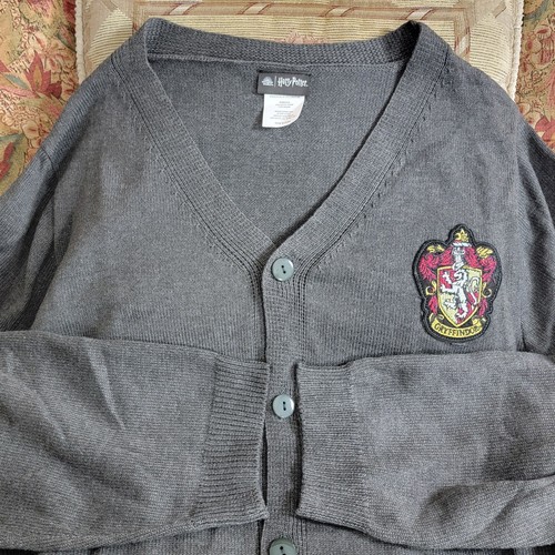 Harry Potter Gryffindor Cárdigan Suéter Para Hombres XL Gris Mundo Mágico Cuello en V - Imagen 8 de 11