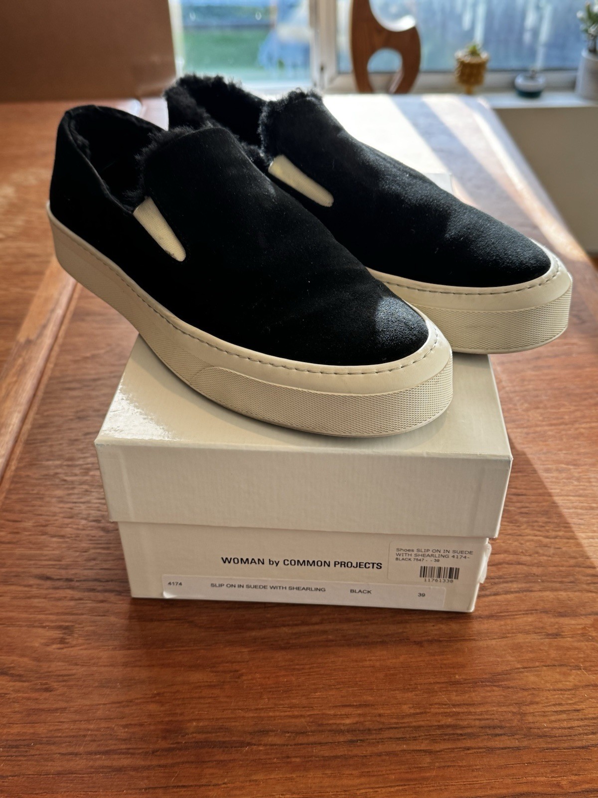 COMMON PROJECTS Women’s Shearling-Lined Suede Sli… - image 1