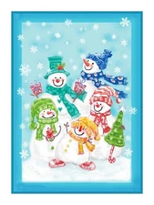 Five Colorful Victorian Snowmen Counted Cross Stitch Chart Pattern