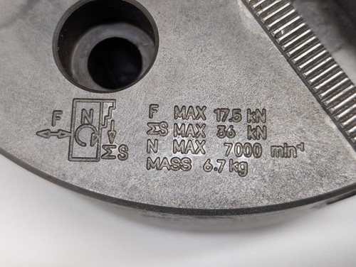 Samchully HS-05 PowerGrip 3-Jaw Hydraulic Chuck 135mm M40x1.5 7000RPM CNC - Picture 8 of 9