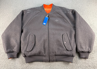 Adidas Reversible Superstar Bomber Jacket Mens Large Grey Orange Originals Loose
