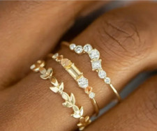 Stackable Gold Rings for Women Set Dainty 14K Trendy Gold Plated Non Tarnish